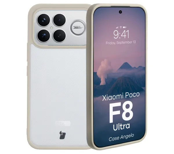 Bizon Angelo do Xiaomi POCO F8 Ultra Półprzeźroczyste z beżową ramką