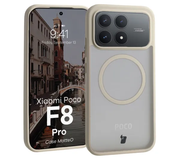 Bizon MatteO do Xiaomi POCO F8 Pro Półprzezroczyste z beżową ramką