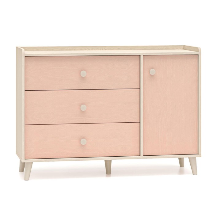 Komoda młodzieżowa MEVEL 05 Różowy, piaskowy beż SZYBKA WYSYŁKA