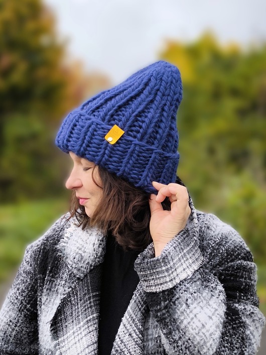 Wełniana czapka zimowa peruvian WOOLY ultramaryna