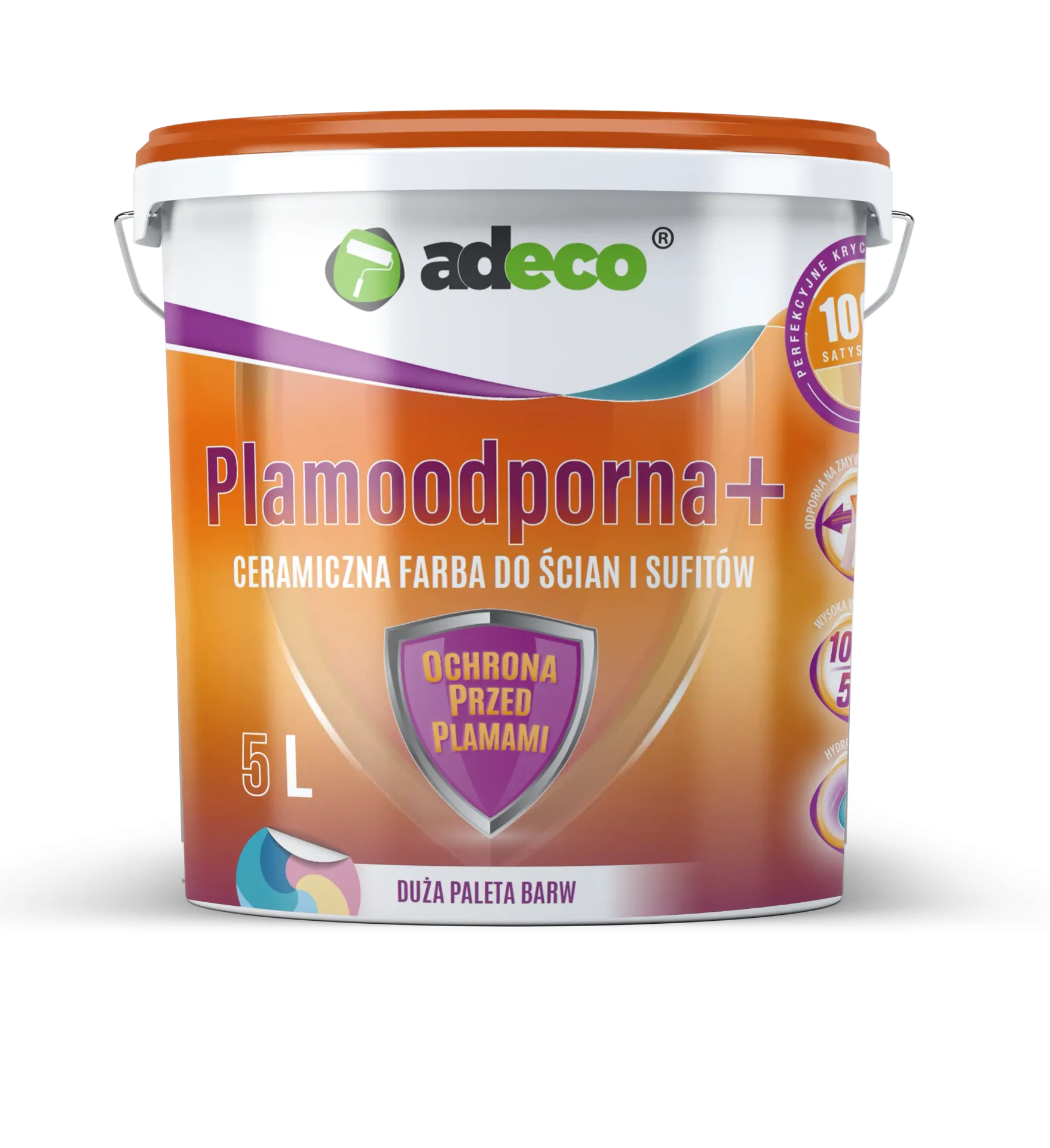 Adeco Plamoodporna+ farba ceramiczna do ścian i sufitów 2.5l/5l (5 L)
