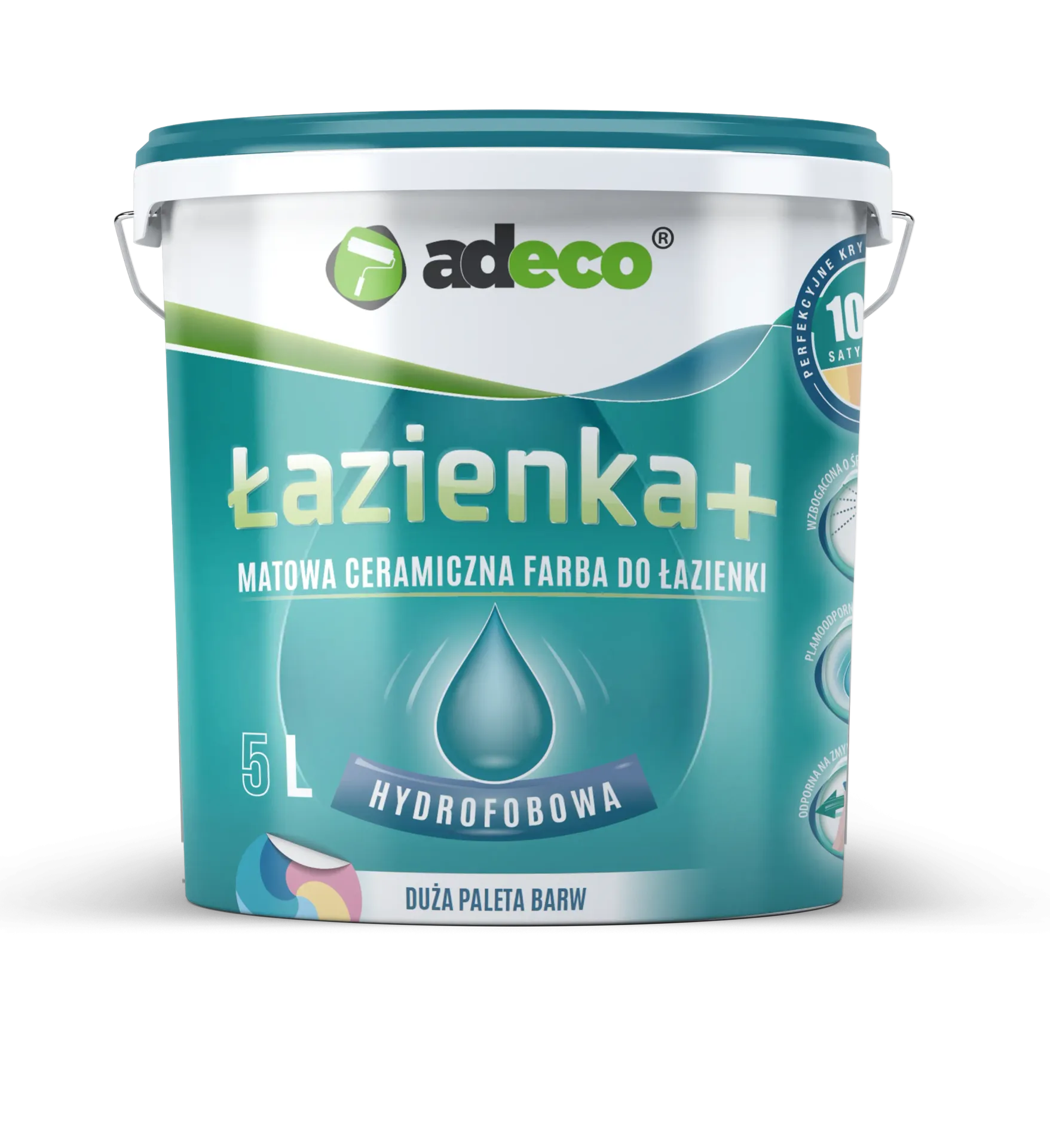 Adeco Łazienka+ matowa farba ceramiczna do łazienki 2,5l/5l (5 L)