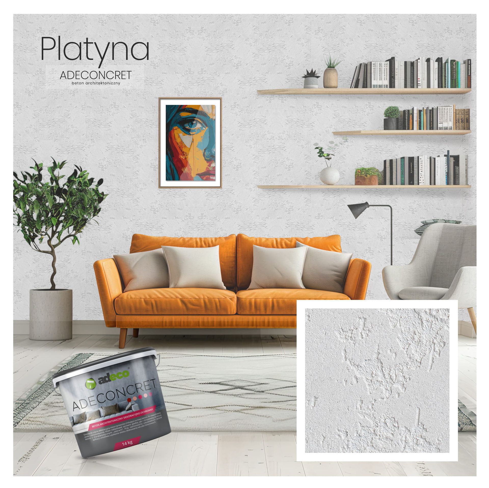 Adeco Beton architektonicznyncret 7,5 kg. Zestaw do 4,5 m² (Platyna)