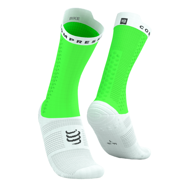 COMPRESSPORT Skarpetki rowerowe PRORACING SOCKS V4 BIKE neon green/white