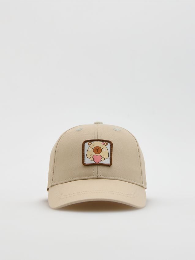 Reserved - Czapka z daszkiem z naszywką - beżowy