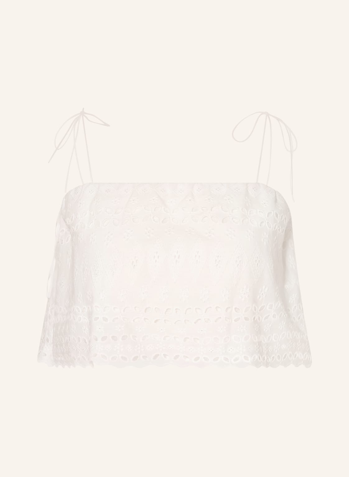 Faithfull The Brand Top Abajo Z Koronki Z Otworami weiss