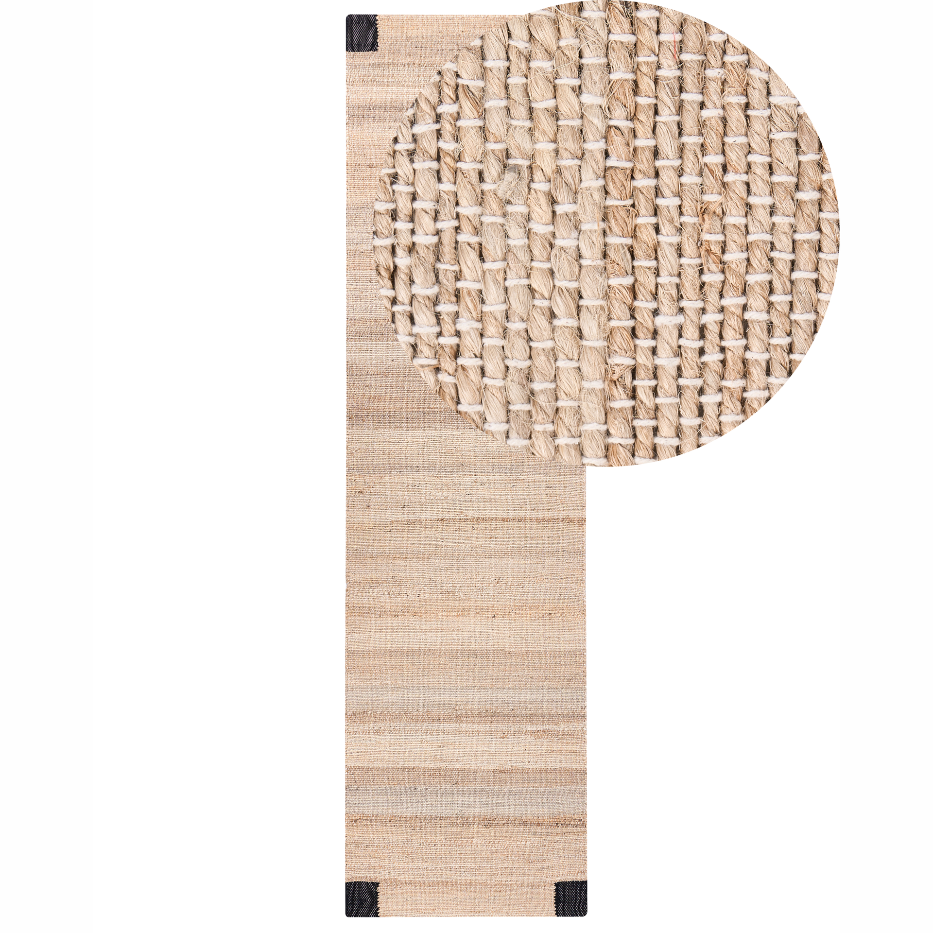 Dywan AMRAVATI Czarny/ beżowy 80 x 300 cm Juta