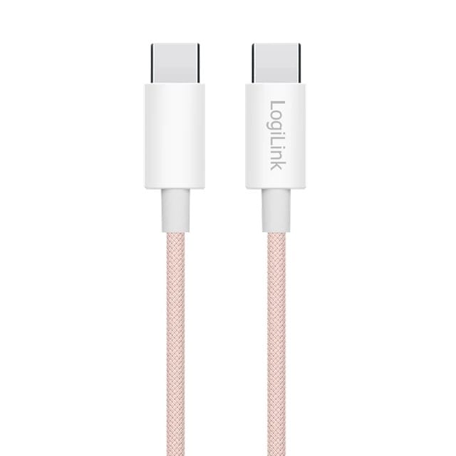 LogiLink USB-C 0.5m w nylonowym oplocie różowy