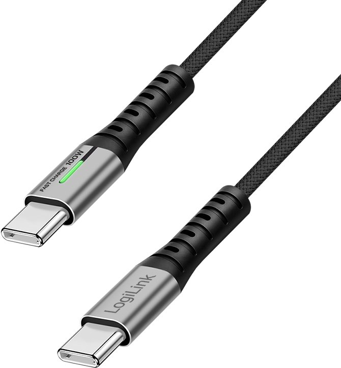 LogiLink USB-C 20 Gb/s, 100W 0.3m w oplocie czarny