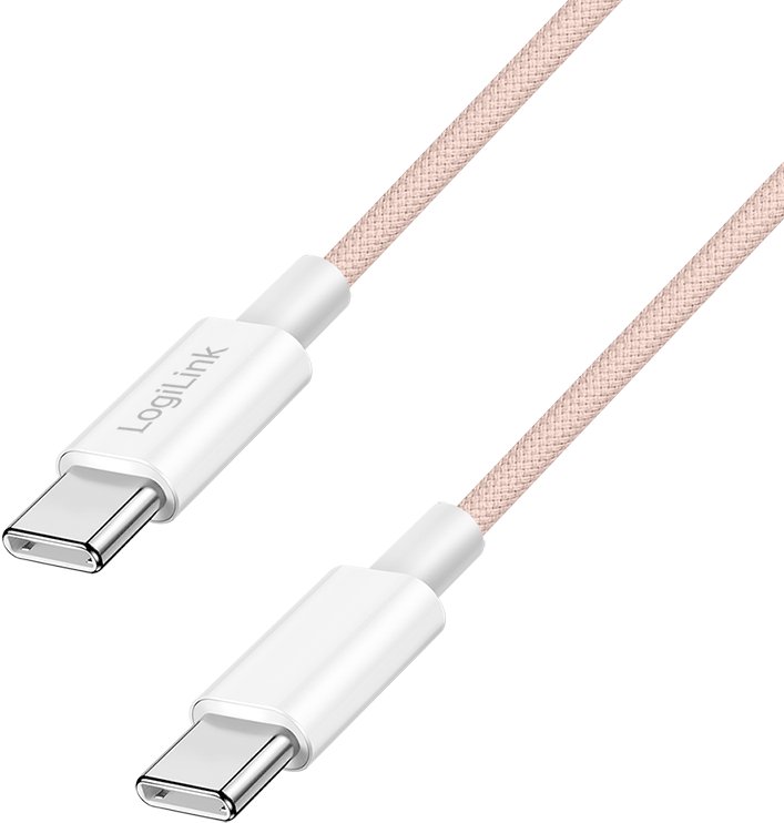 LogiLink USB-C 0.5m w nylonowym oplocie różowy