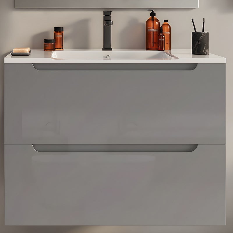 Szafka pod jedną umywalkę wisząca - Szary - 80 cm - STEFANIE