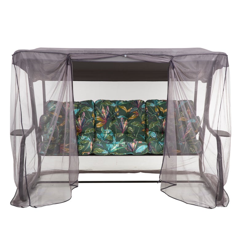 Huśtawka ogrodowa Celebes Plus Black Edition wzór tropikalny PATIO