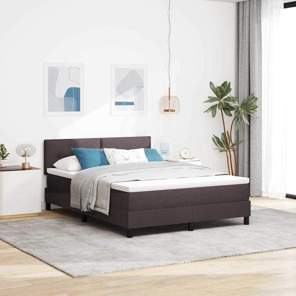 VidaXL Łóżko sprężynowe z materacem Ciemny brąz 140 x 200 cm tkanina