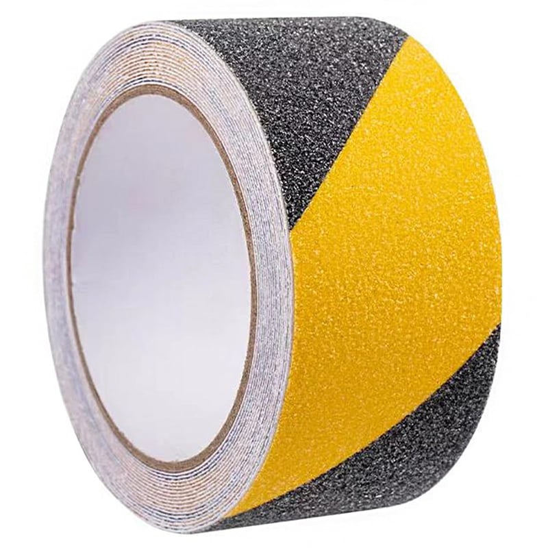 Żółto-czarna taśma antypoślizgowa 50 mm x 5 m – klej do schodów, wysoka odporność, do stosowania wewnątrz i na zewnątrz