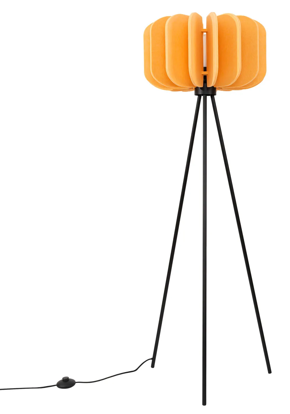 Żółta filcowa lampa podłogowa trójnóg A1-E84