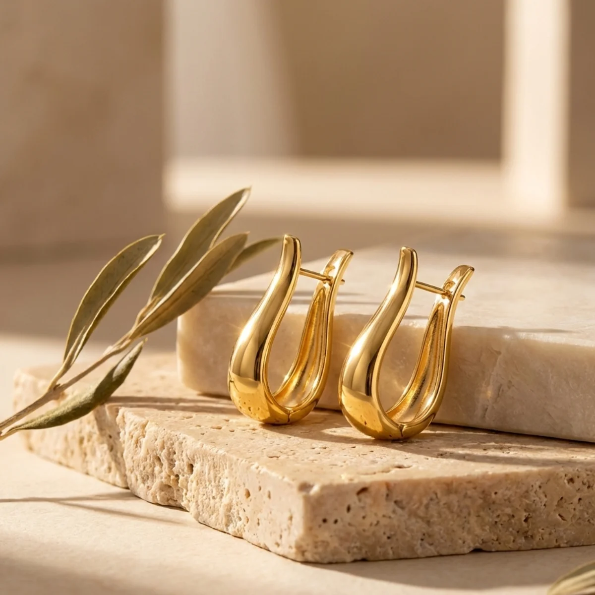 Kolczyki GOLDEN SCULPTURE - LIQUID DROP