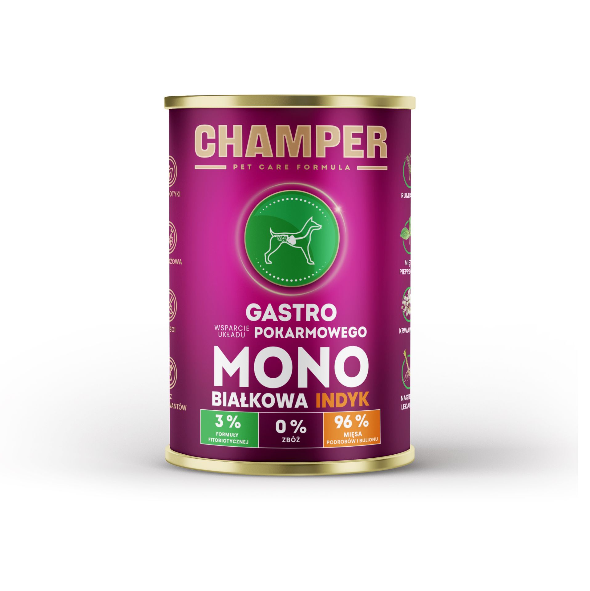 CHAMPER Gastro Monobiałkowa Indyk - mokra karma dla psa - 400g