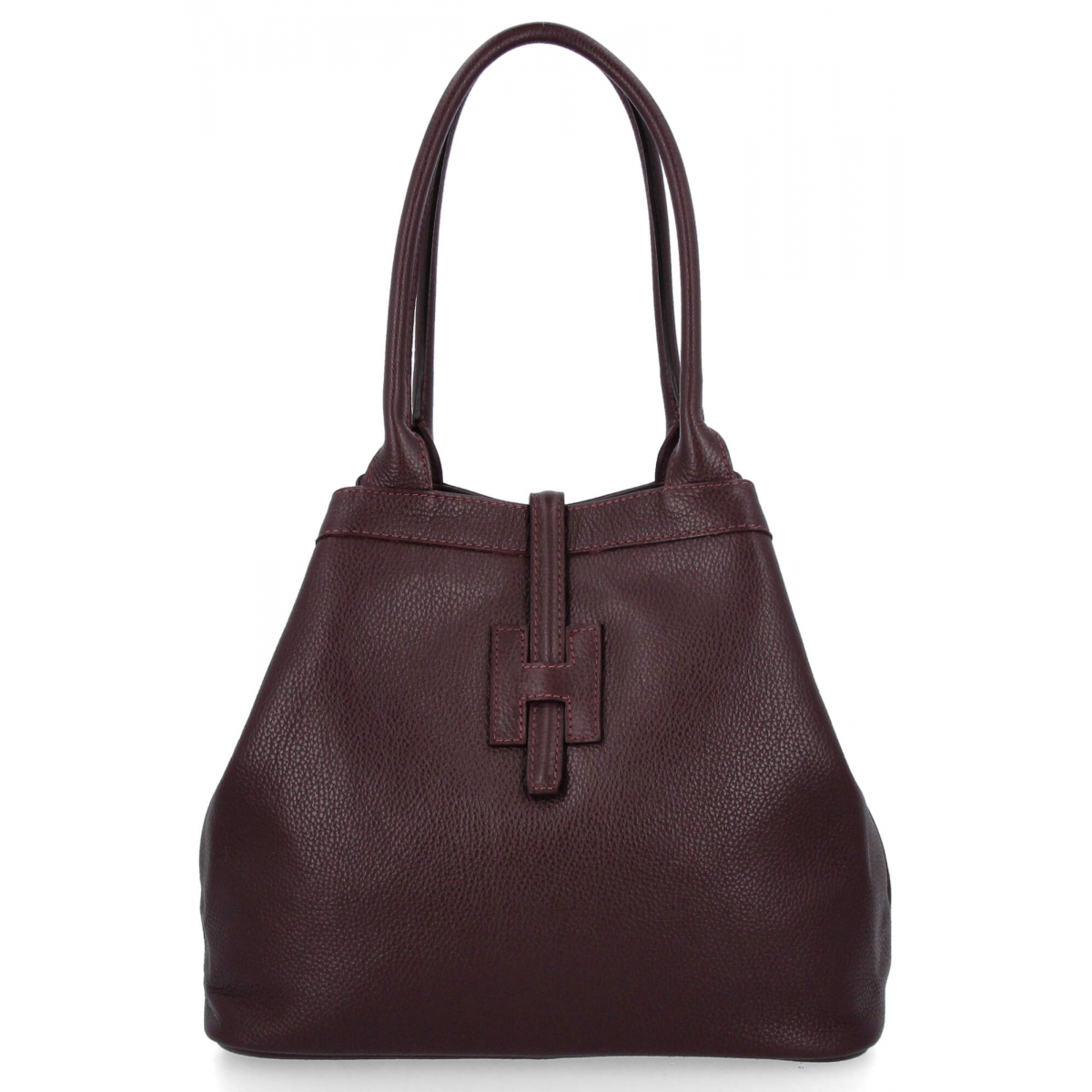 Elegancka Torebka Skórzana Shopper Bag 208S Bordowa