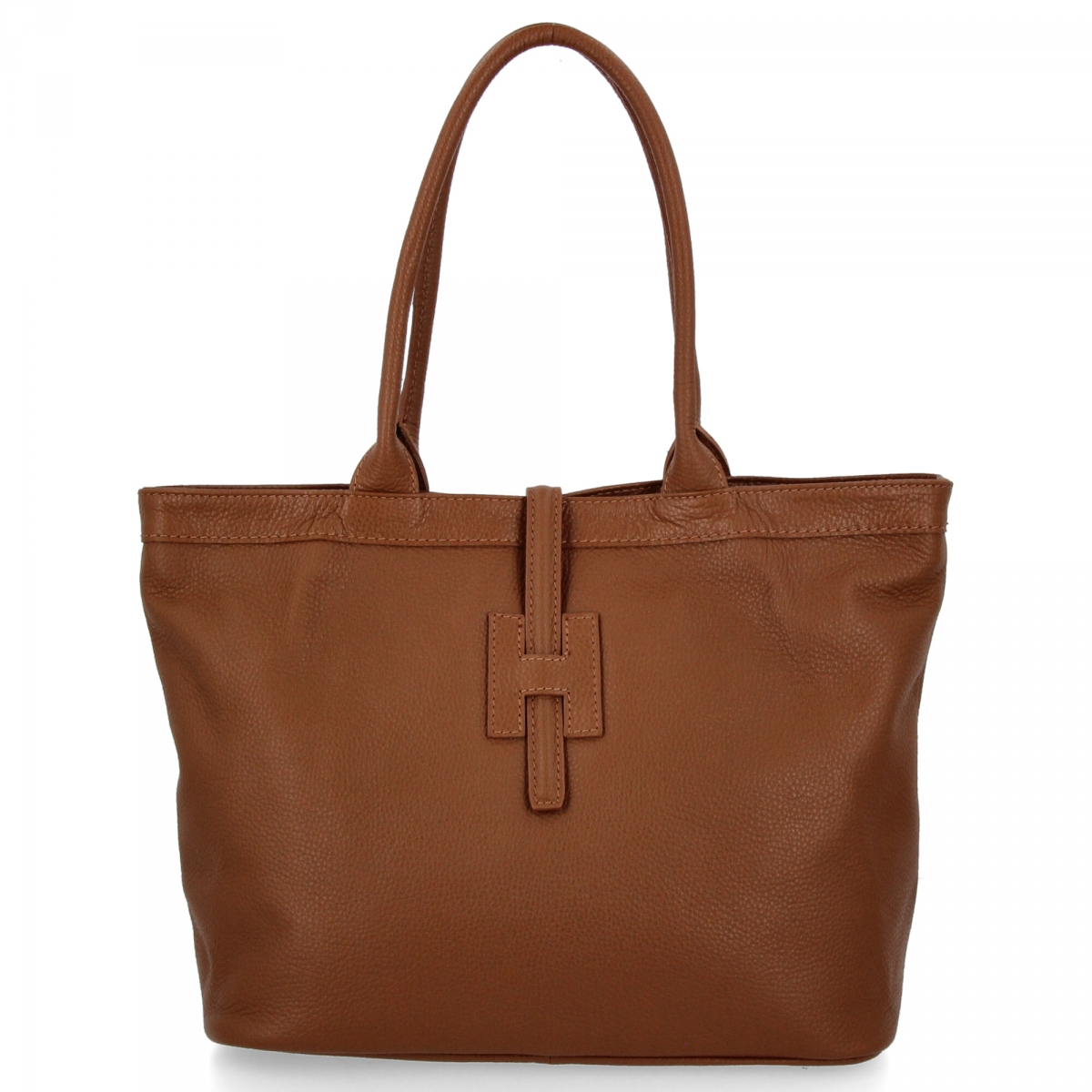 Elegancka Torebka Skórzana Shopper Bag 208S Ruda