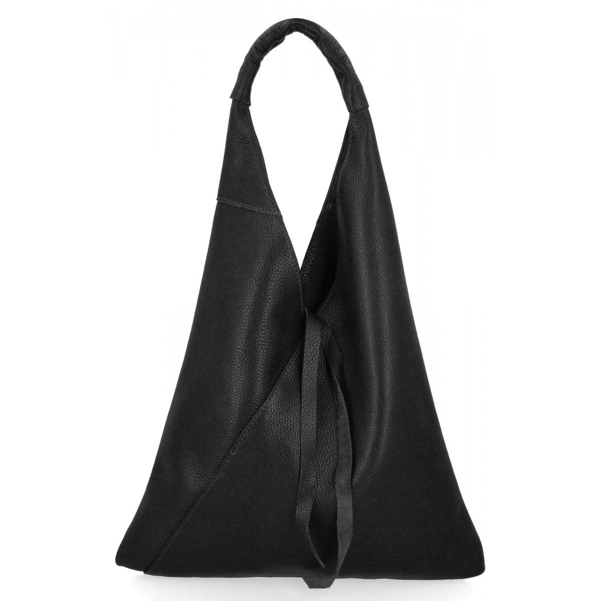 Włoska Torebka Skórzana Shopper Bag z Małą Kosmetyczką 5820S Czarna