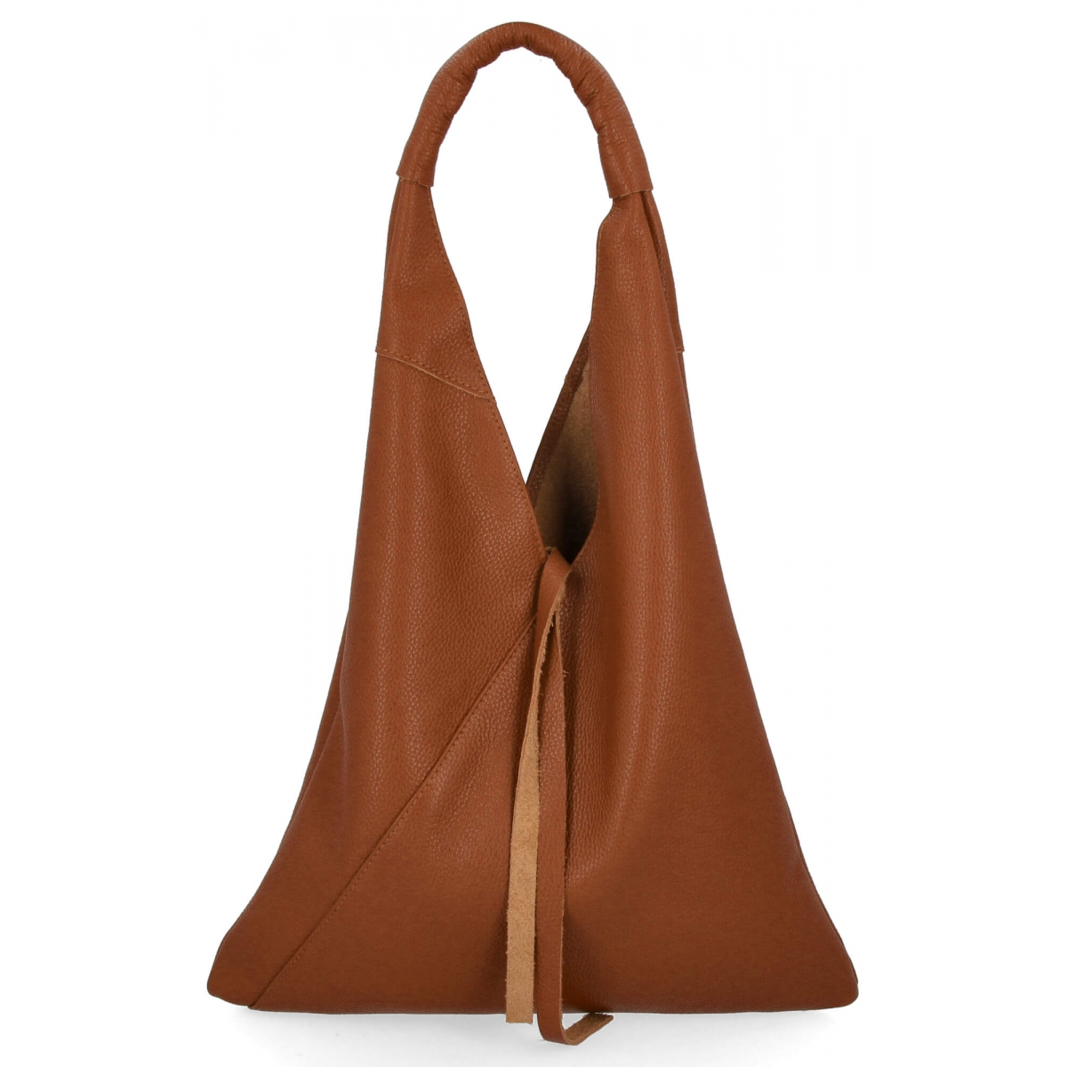 Włoska Torebka Skórzana Shopper Bag z Małą Kosmetyczką 5820S Ruda