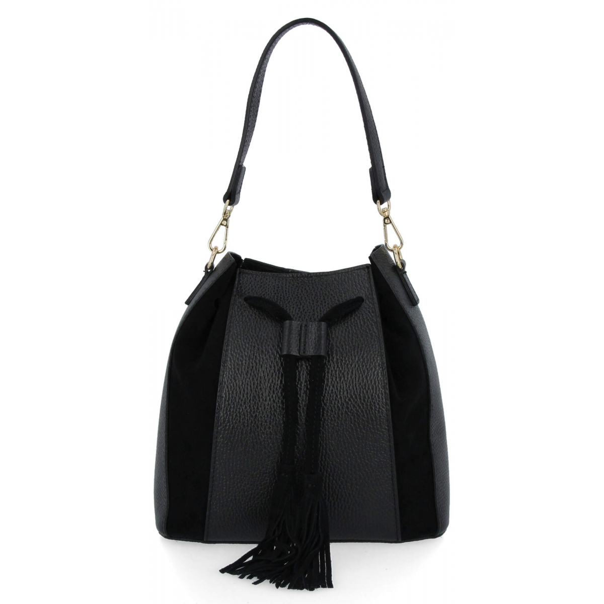 Modna Torebka Skórzana w Stylu Boho 665-Z Czarna