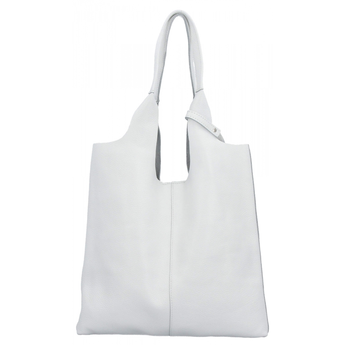 Włoska Torebka Skórzana Shopper Bag z Kosmetyczką 165 Biała