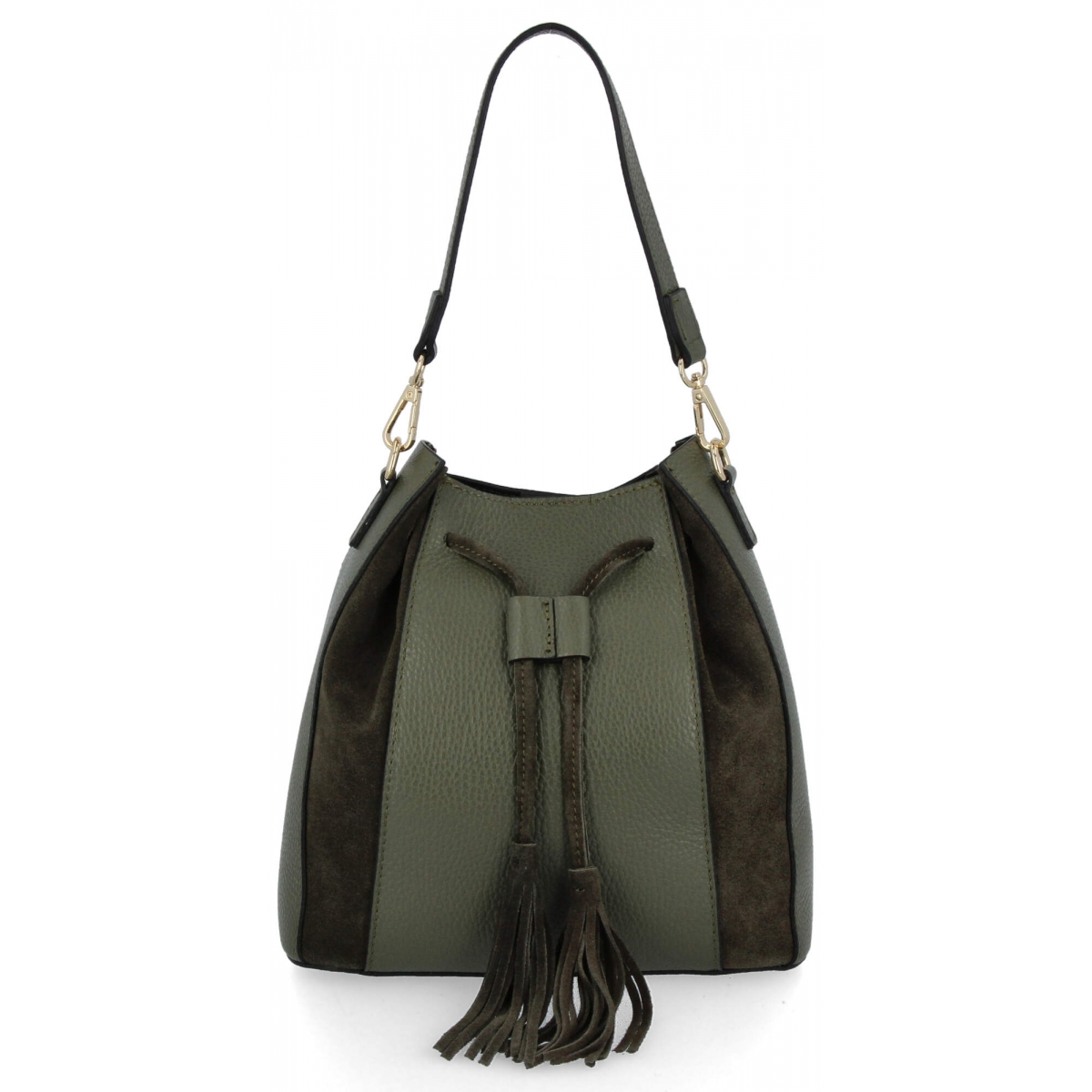 Modna Torebka Skórzana w Stylu Boho 665-Z Zielona