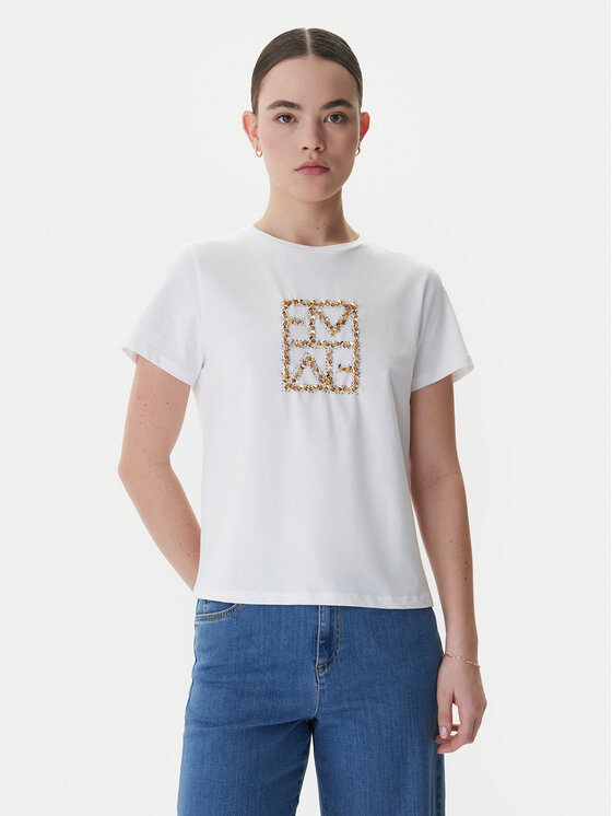 Marella T-Shirt Tema 2615971031 Biały Regular Fit