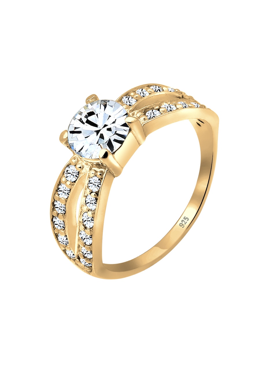 Elli Damski pasjans Glamorous z kryształem ze srebra próby 925 Sterling Silver Pierścionki 1 ct
