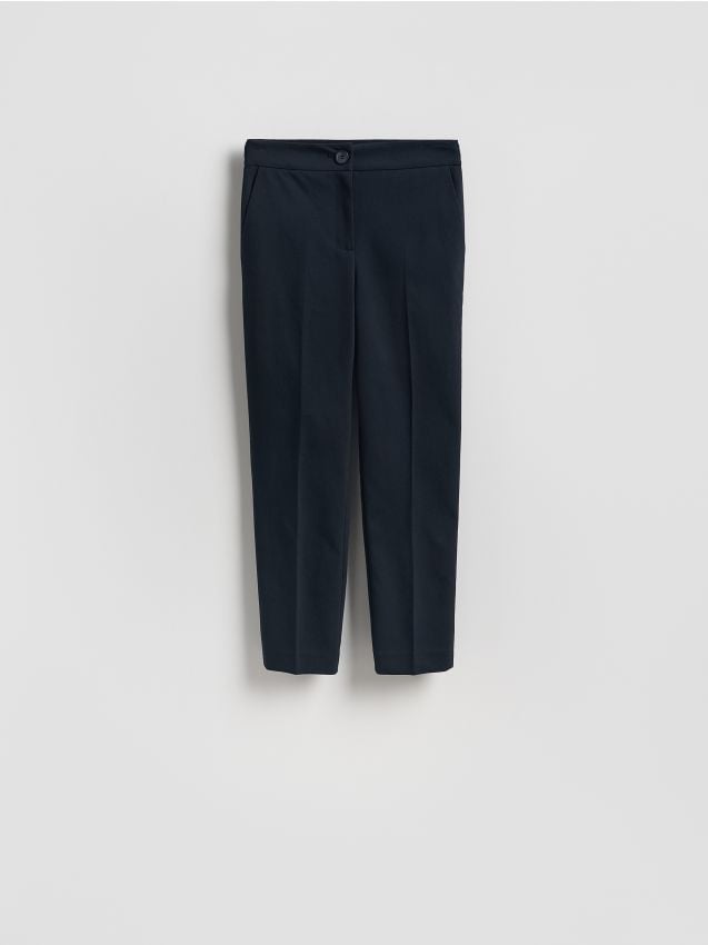 Reserved - Spodnie w kant z bawełną - granatowy