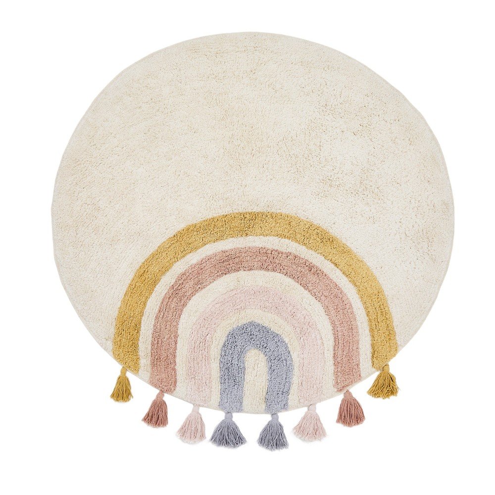 Bawełniany dywan dziecięcy odpowiedni do prania/tkany ręcznie w kolorze kości słoniowej ø100 cm Tadea – Kave Home