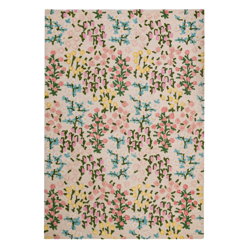 Kremowy wełniany dywan tkany ręcznie 200x290 cm Emilia Floral – Flair Rugs