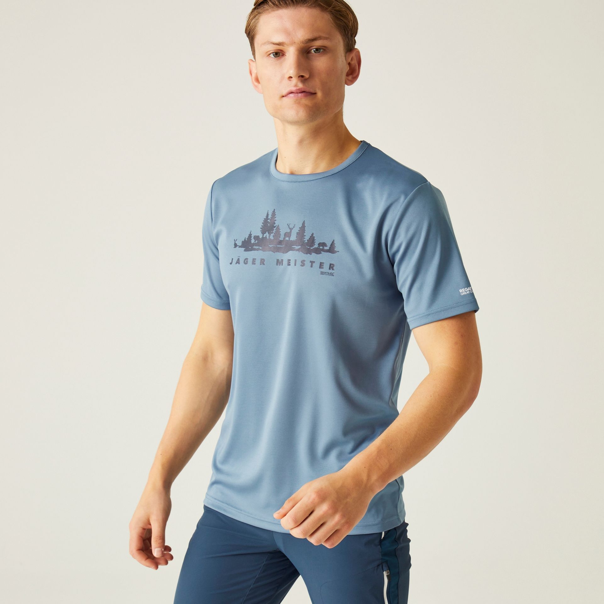 Regatta Męska koszulka Fingal Slogan III Niebieski, Rozmiar: 2XL