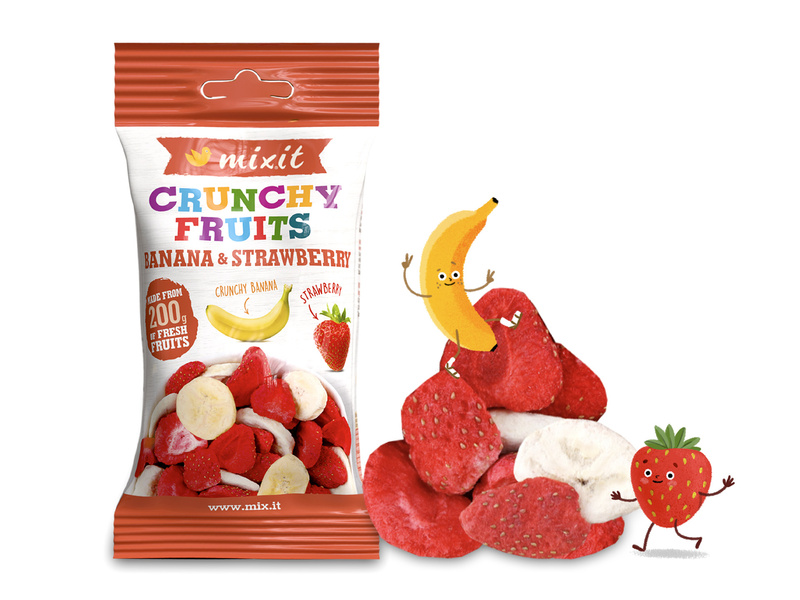 Mixit chrupiąca liofilizowany banan i truskawka - owoce do kieszeni 23 g