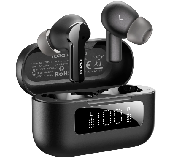 Tozo AeroSound2 Dokanałowe Bluetooth 5.3 Czarny