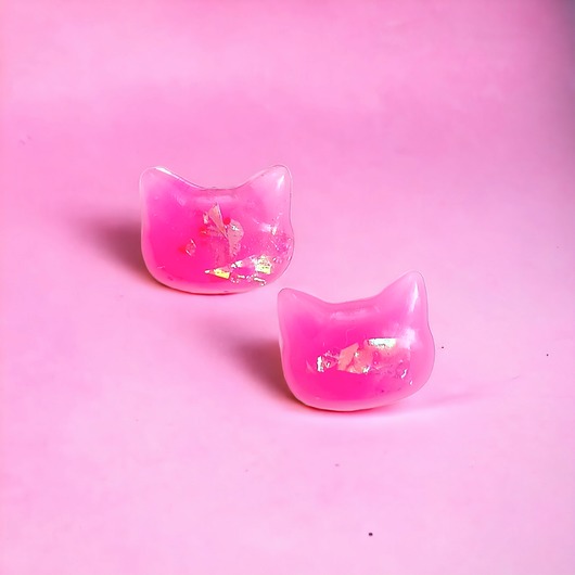 BARBIE : kotki : UNIKATOWE kolczyki-wkrętki z żywicy