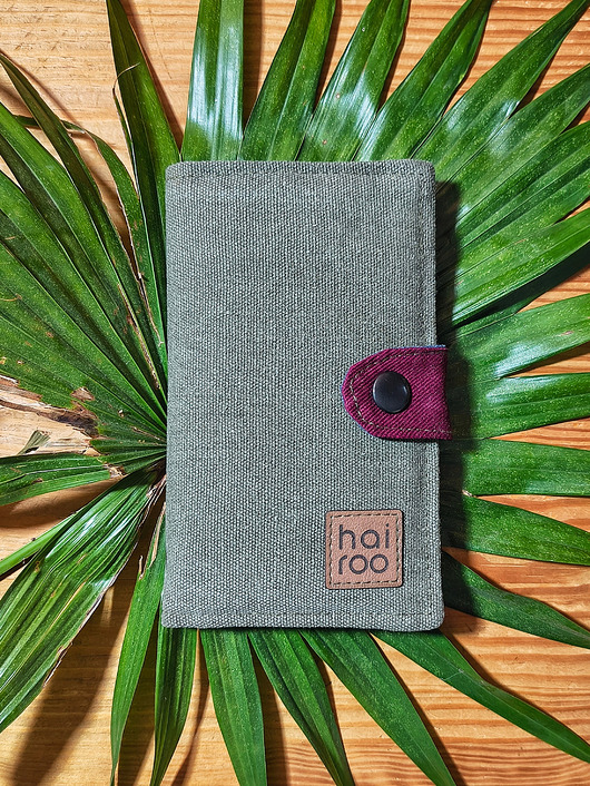 Portfel FUKU z bawełny canvas i bawełny drelich zielony