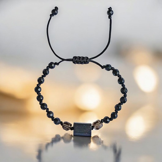 Ochronna bransoletka - czarny turmalin, kwarc dymny, onyks mat