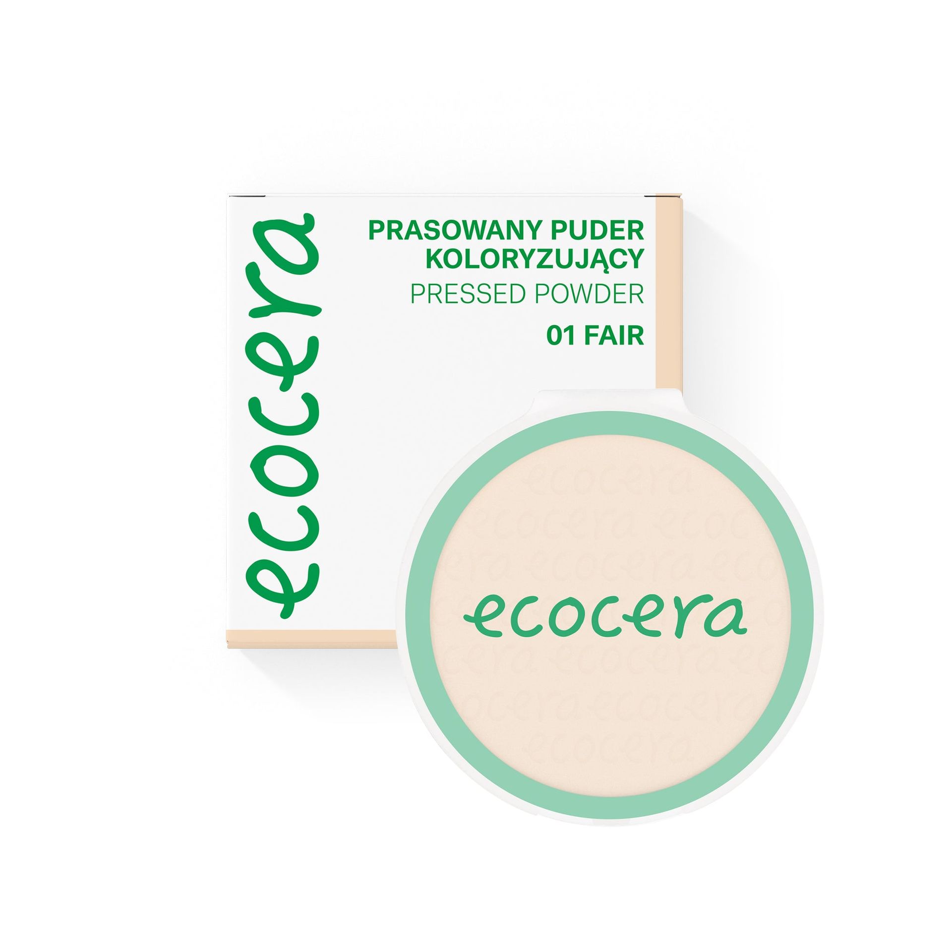 ECOCERA Prasowany puder koloryzujący 01 Fair – jasny, neutralny odcień i naturalny mat 10 g