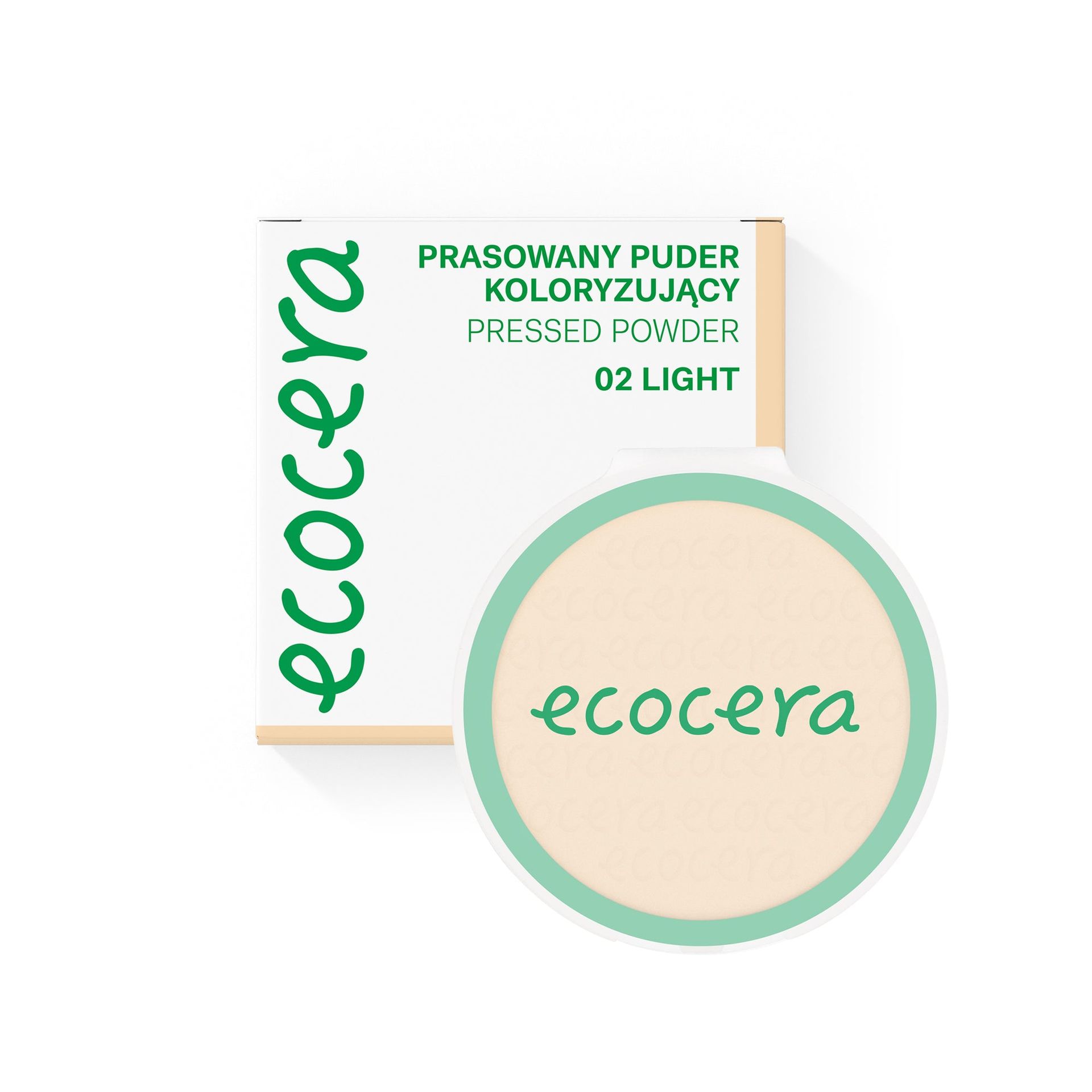 ECOCERA Prasowany puder koloryzujący 02 Light – naturalny beż dla jasnej do średniej karnacji 10 g