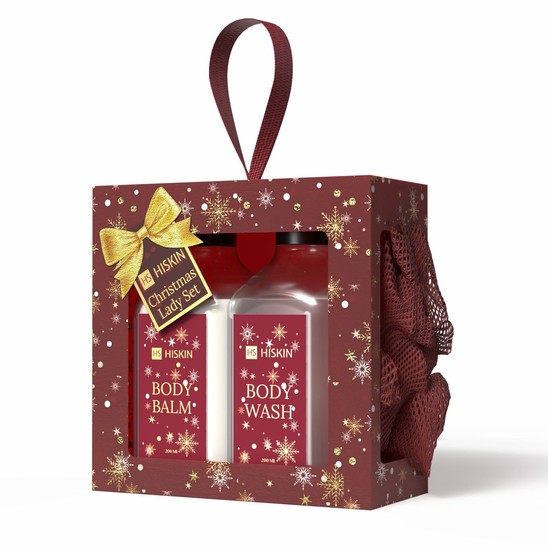 HISKIN CHRISTMAS LADY SET BURGUNDY Zestaw prezentowy kosmetyków świątecznych
