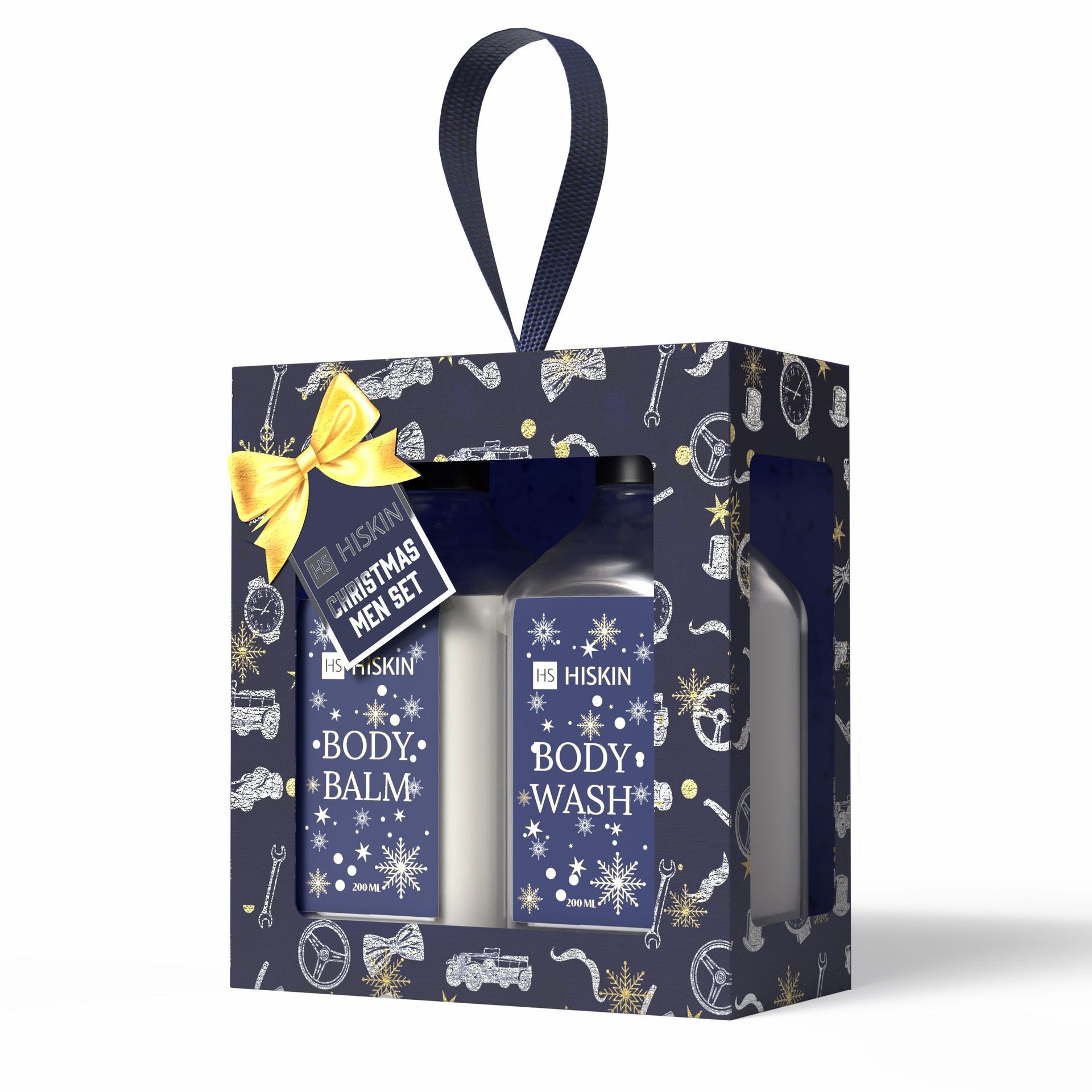 HISKIN CHRISTMAS MEN SET NAVY BLUE Zestaw prezentowy kosmetyków świątecznych dla mężczyzn