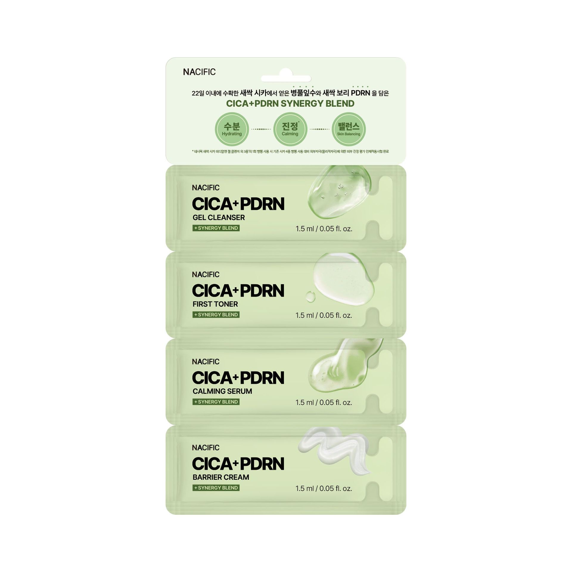 NACIFIC CICA PDRN SYNERGY BLEND Zestaw miniatur 4-stopniowej pielęgnacji 4 x 1,5 ml