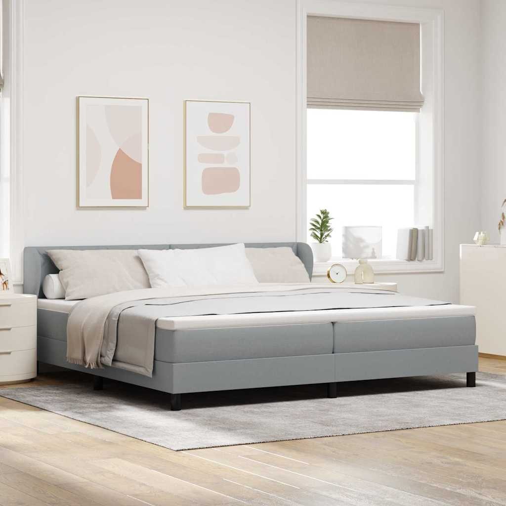 VidaXL Łóżko sprężynowe z materacem Jasnoszary 200 x 200 cm tkanina