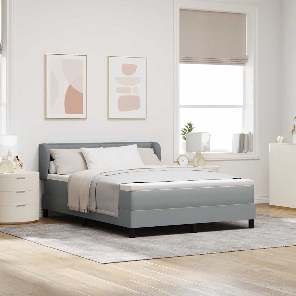 VidaXL Łóżko sprężynowe z materacem Jasnoszary 160 x 200 cm tkanina