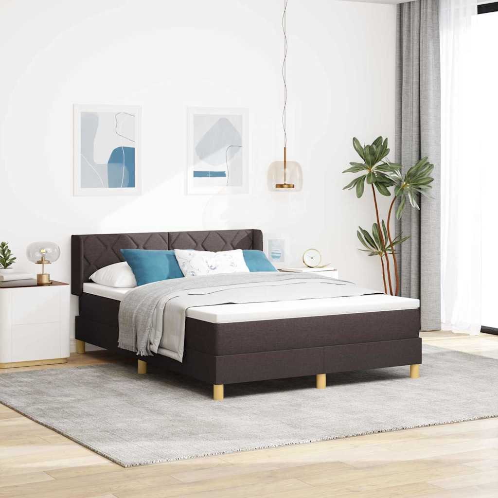 VidaXL Łóżko sprężynowe z materacem Ciemny brąz 200 x 160 cm Poliester