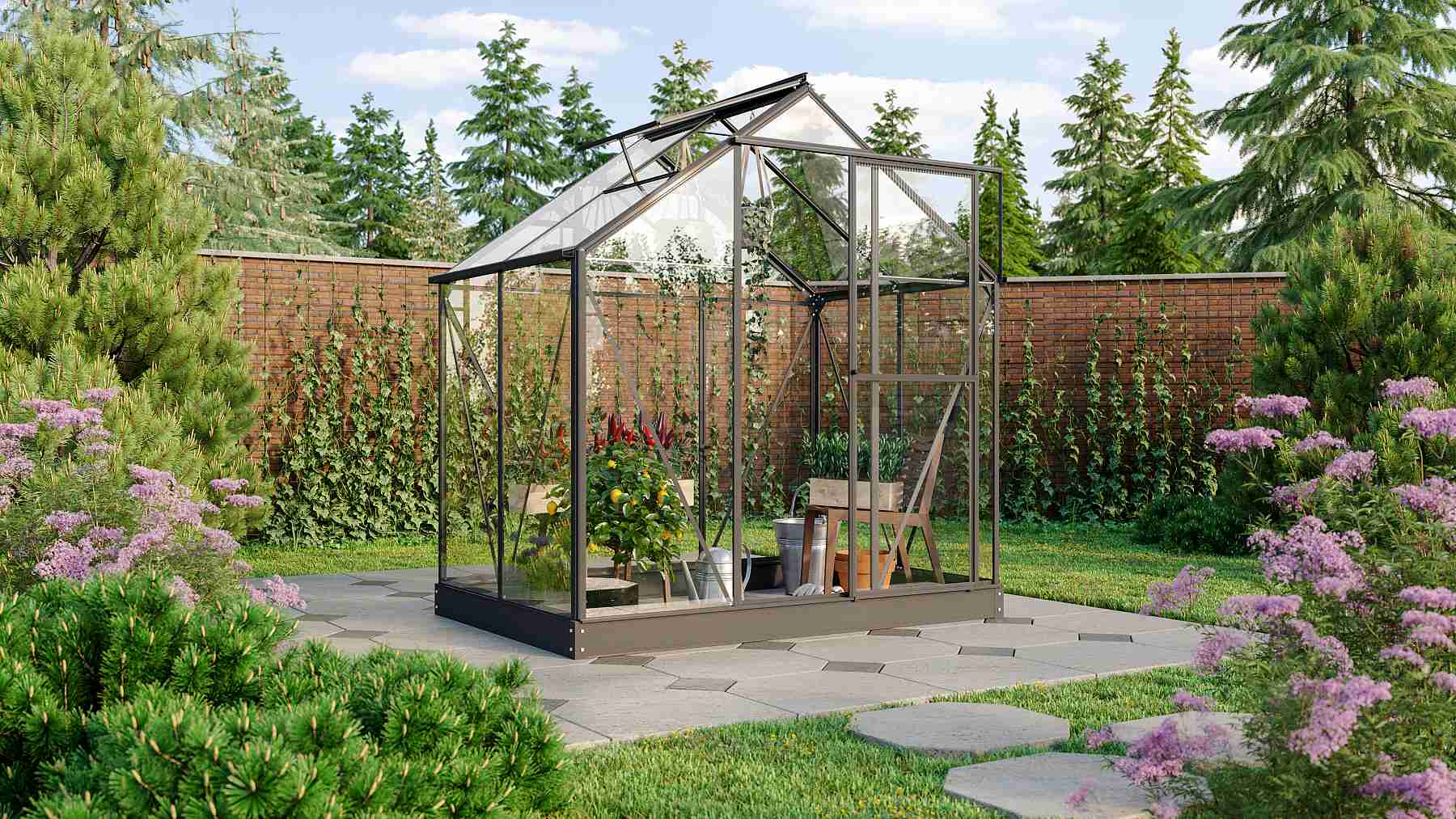 VITAVIA szklarnia TRITON 2500 szkło 3 mm czarna LG3651