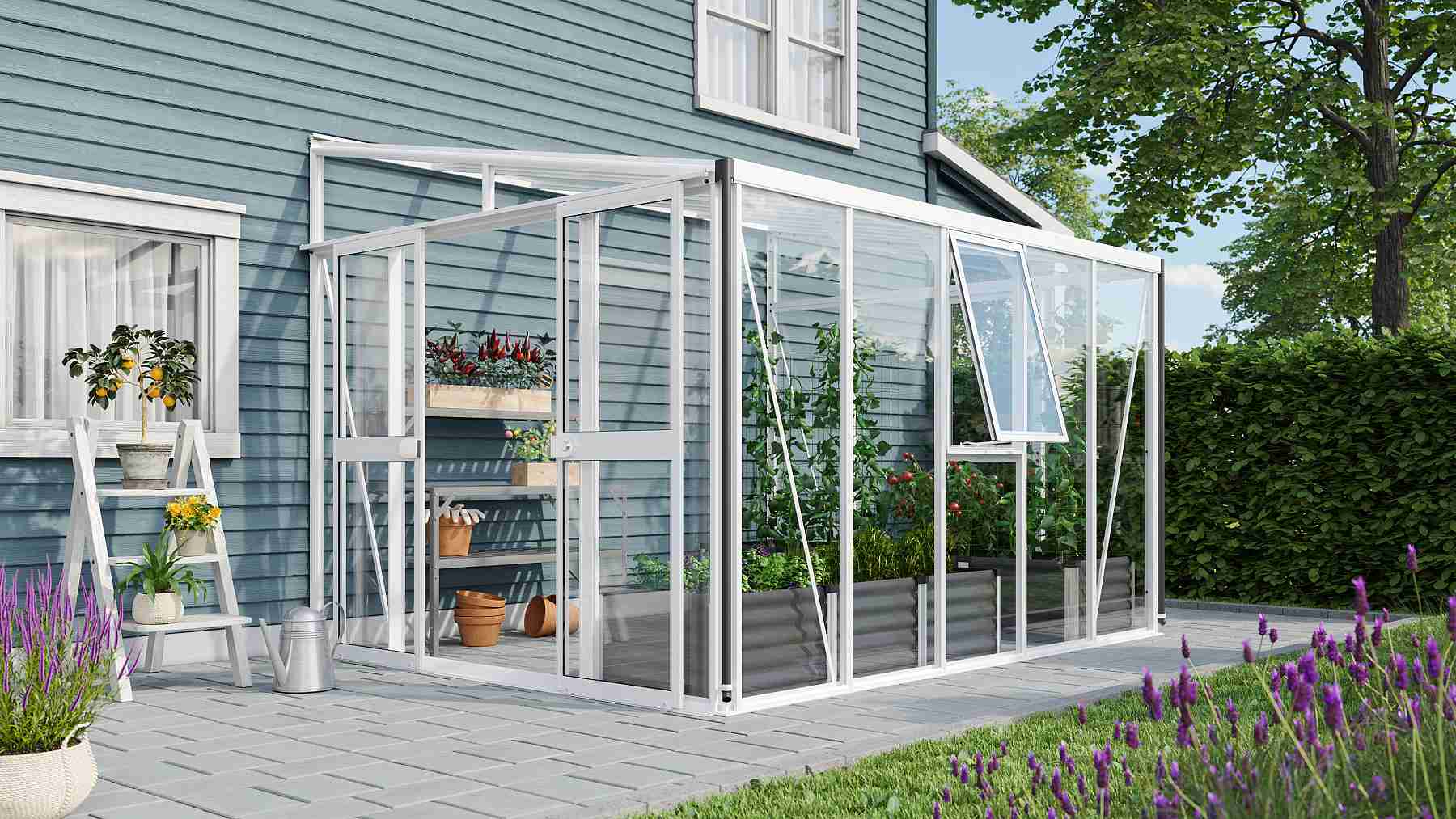 VITAVIA szklarnia ATHENA 8600 szkło 3 mm + PC 10 mm biała LG3835