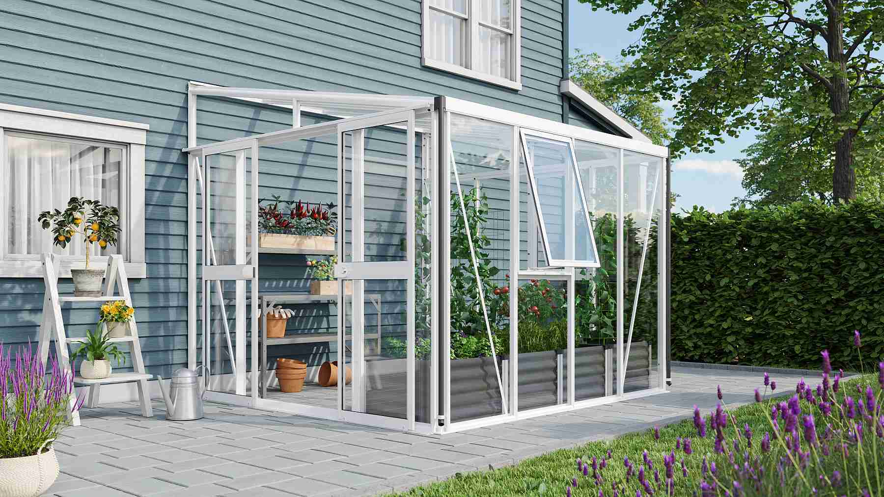 VITAVIA szklarnia ATHENA 7000 szkło 3 mm + PC 10 mm biała LG3832